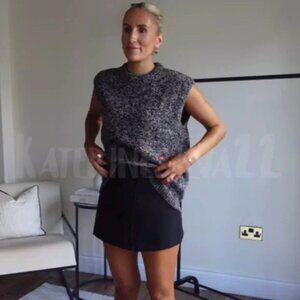 NWT ZARA OVERSIZED TWISTED YARN KNIT VEST BLACK / WHITE